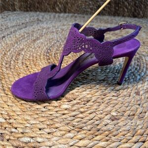 Ferragamo Elegant Purple Suede Heels 9 Dress Shoes